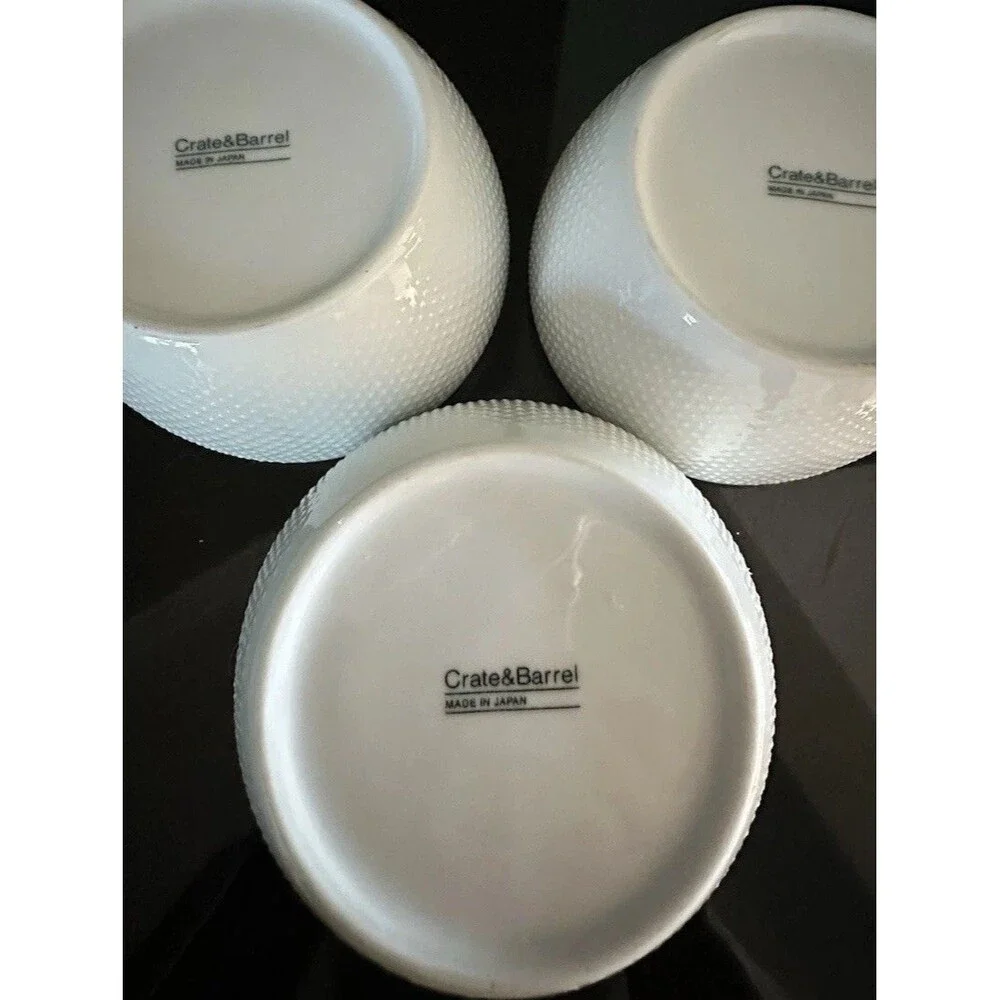 Crate & Barrel Tamiko Cereal Bowl *DISCONTINUED* Textured Porcelain Set Of 3